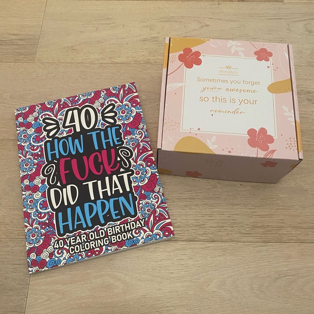 40th Birthday Gift 2 Candles, Cup, Keychain, Coloring Book, Jewelry Cloth,Mirror